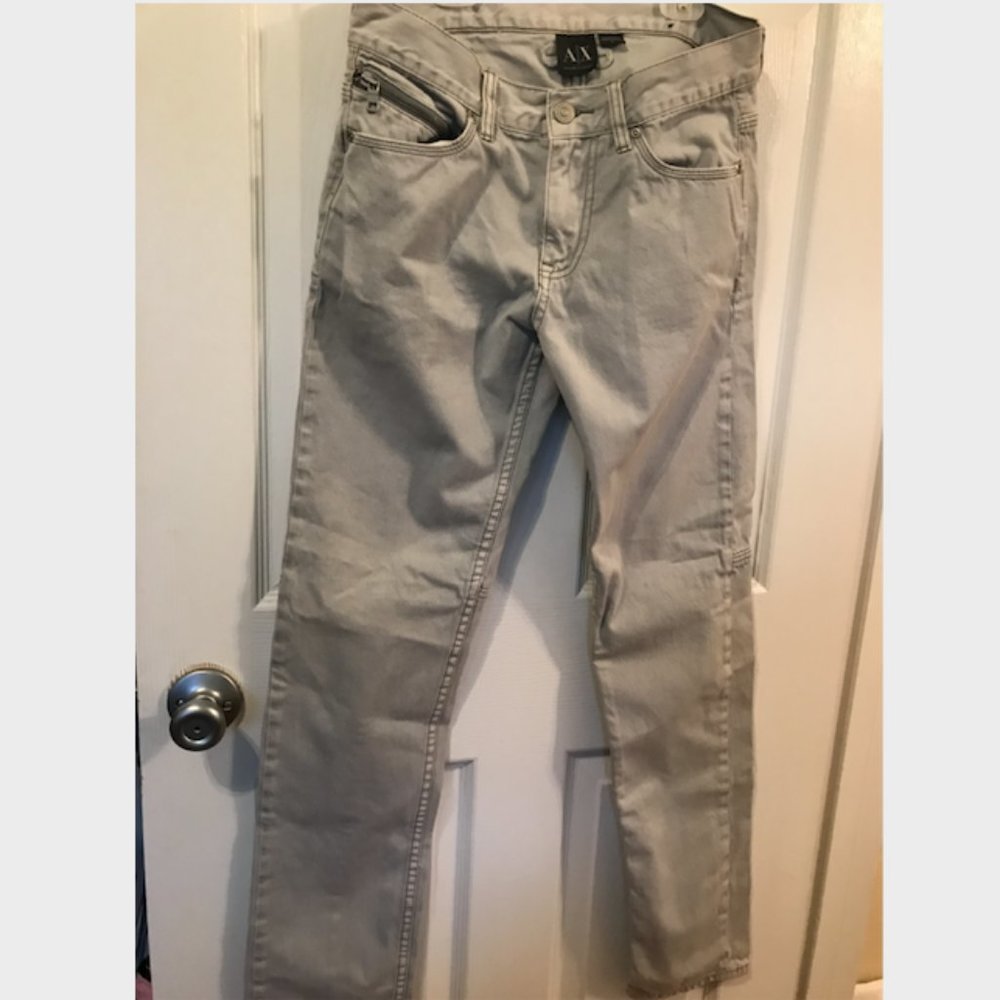 100% Cotton Armani Exchange AX A|X Light Gray Grey Women's Jeans POCKETS 29